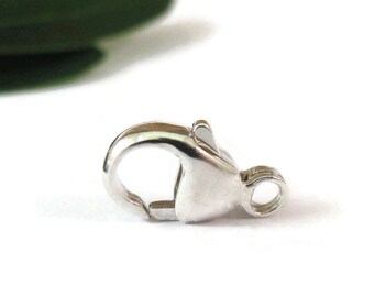 Silver Lobster Claw Clasp, 13mm Large Clasp, Sterling Silver Findings, Jewelry Supplies, Necklace/Bracelet Clasp, Jewelry Supplies (F119s)