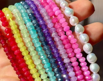 4mm Gemstone Rondelles, 11 Strands, Rainbow Gemstone Rondelle Beads, QZ120