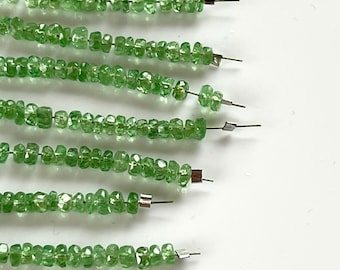 3mm Tsavorite Garnet Beads, Emerald Green Rondelles, Faceted Rondelles, 20 Beads - Natural Gemstone Beads, Tiny Green Beads (R-Ts2)