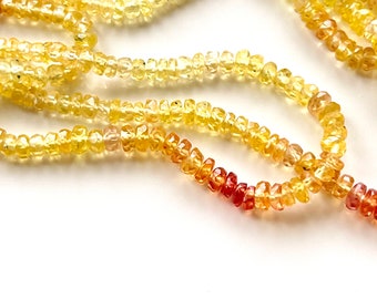 AAA Sapphire Beads, 2.5mm - 3mm Faceted Rondelles, Yellow, Orange and Padparadscha, Natural Stones, Precious Gems for Making Jewelry R-SA16