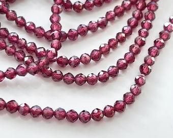 Rhodolite Garnet Faceted Rounds, 3mm - 3.5mm Round Beads, Purple Garnet Gemstones, January Birthstone, Beading Supplies,  S-RHO1