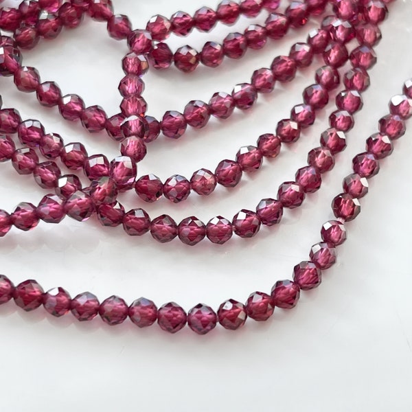 Rhodolite Garnet Faceted Rounds, 3mm - 3.5mm Round Beads, Purple Garnet Gemstones, January Birthstone, Beading Supplies,  S-RHO1