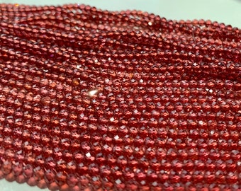 Garnet Rondelle Beads, 3.5mm Faceted Rondelles,  Small Bead, Natural Mozambique Garnet Gemstones for Making Jewelry (R-GA3)