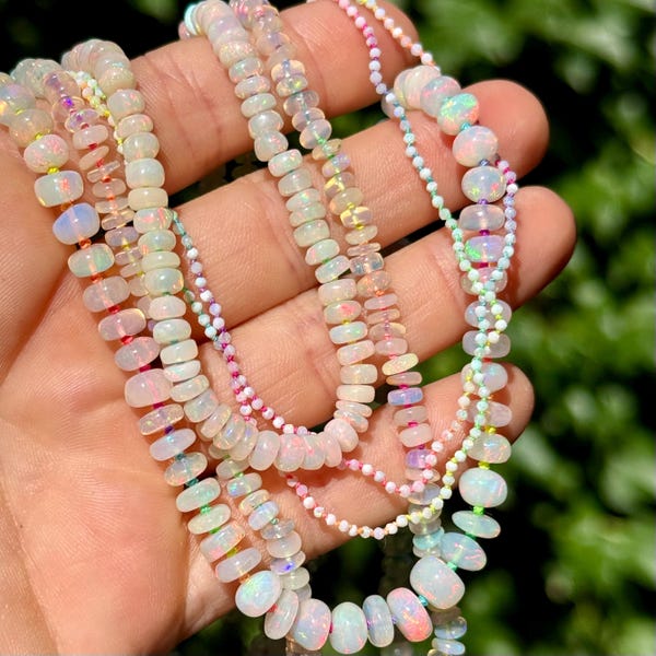 Ethiopian Opal Knotted Rainbow Necklace, SM19
