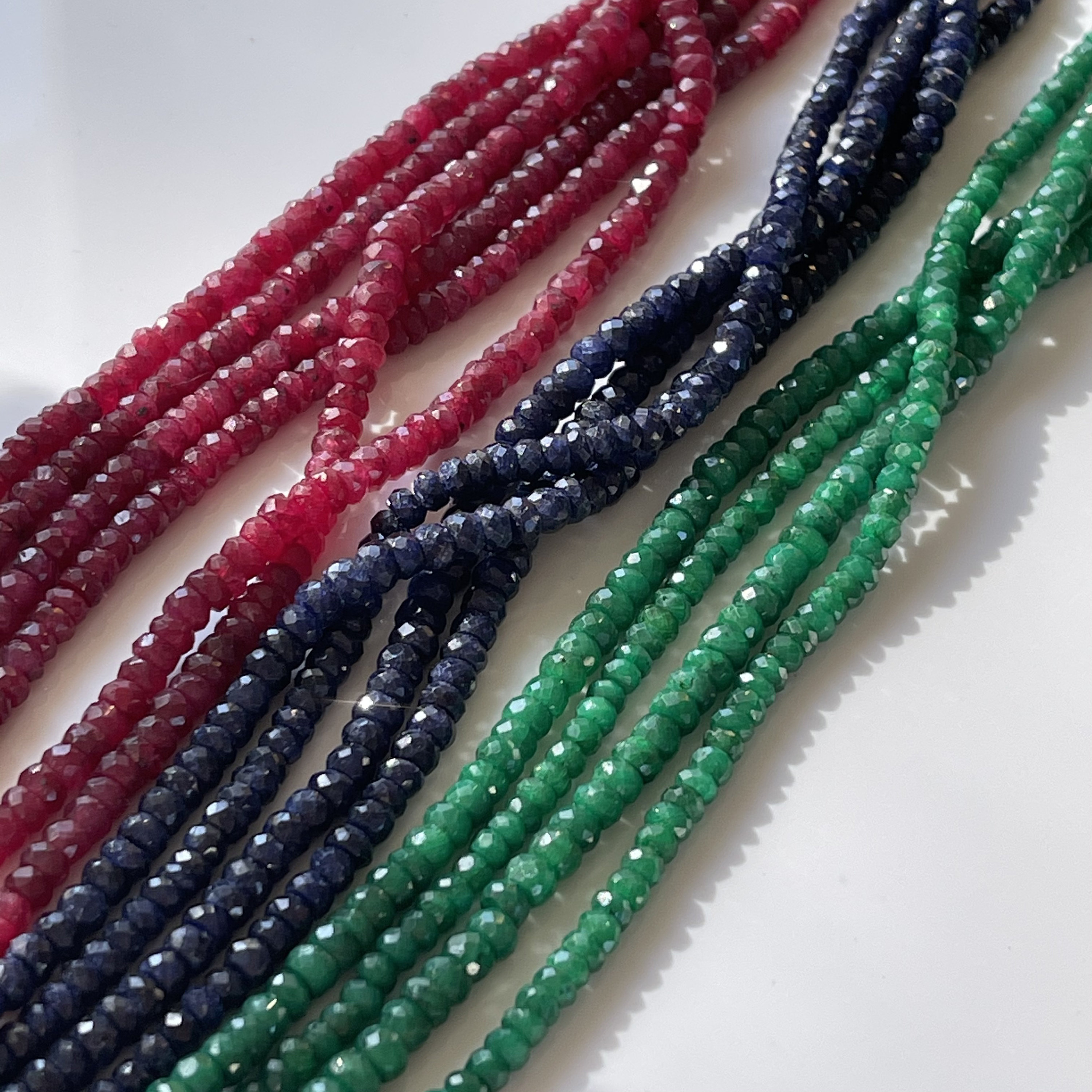 Treated Emerald Gemstone Rondelle Faceted 3MM 13 inches strand 4MM Beads