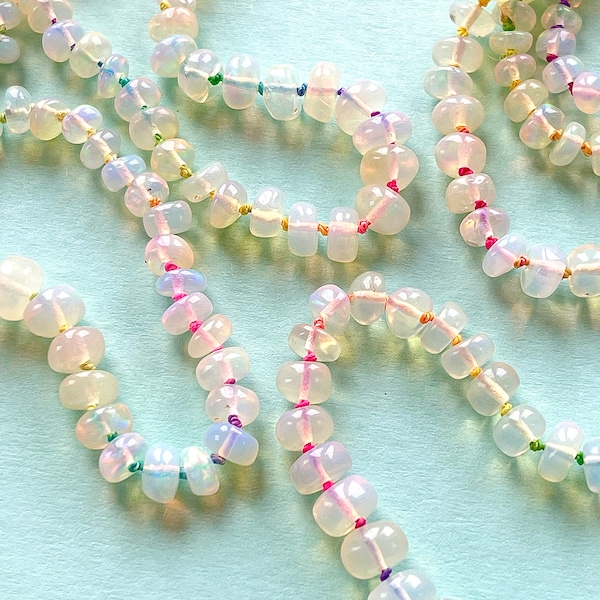 Opal Necklace on Rainbow Cord, Gem Candy Choker, October Birthstone Jewelry, Rainbow Beaded Necklace, Gemstone Necklace for Mom