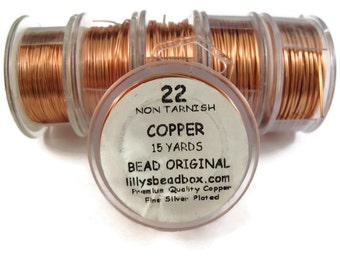 Copper Wire, 22 Gauge Round Wire for Making Jewlery, Non Tarnish Wire, 18 Yard Spool, Wire Wrapping Supplies, Pure Copper WIre, Thin Wire