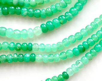 Natural Chrysoprase Rondelles, 5mm - 6mm, Shaded Green Gemstone Beads, Light and Dark Green Gems, Semi Precious Jewelry Supplies, R-CHR1