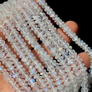 Smooth Moonstone Beads, 4 to 5mm, 4mm Rainbow Moonstone Rondelles,  R-340