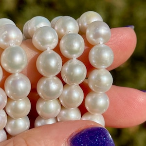 8mm White Pearl Beads, Round White Pearls 7mm, White Freshwater Pearls, Round Freshwater Pearls, AAA Freshwater Pearls, White Pearls, P-R5