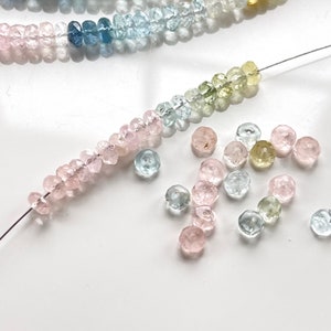 Aquamarine, Morganite, and Beryl 5mm - 6mm Sampler, Faceted Rondelle Beads, Natural Untreated Gemstones, Rondelles,  (R-MBE-3)