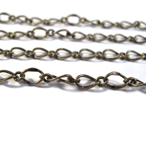 10ft of Antiqued Brass Circle links chain 6mm-10mm