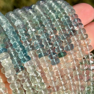 Perles de fluorite arc-en-ciel, rondelles à facettes de 5 mm à 6 mm, pierres précieuses naturelles multi fluorite, bleues, vertes et violettes pour la fabrication de colliers, R-FL4