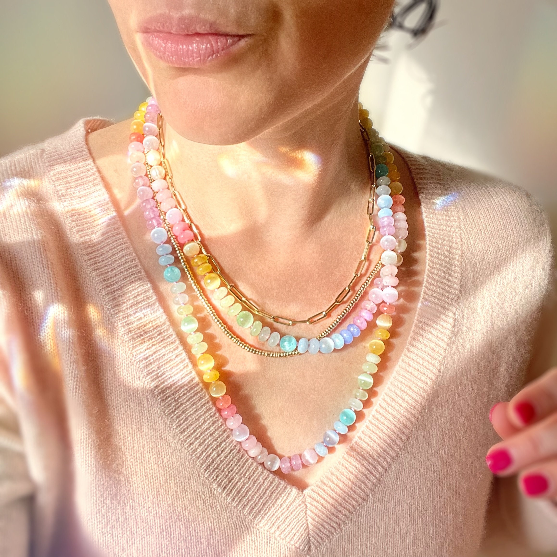 ☆【VINTAGE HOLLYWOOD】☆Rainbow Beads n Pearl Necklac.e☆ il_340x270.4836329227_2yvl.jpg