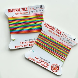 GRIFFIN Silk Cord Rainbow, 90's Bright Rainbow, Bead Snob™ Dye Job™, GRIFFIN Silk Cord in Bright Rainbow #2, Rainbow Knotting Silk,