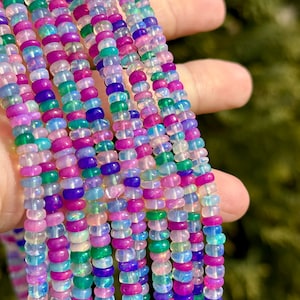 Multi Color Ethiopian Opal Beads, 4mm 5mm Opal Rondelles, Rainbow Opal Beads, Pink Opal Beads, Blue Opal Rondelles, Multi Opal Beads, EO21 image 9