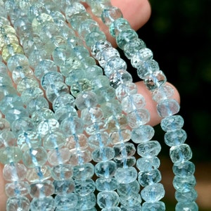 6mm Aquamarine Rondelle, Aquamarine Beads, Shaded Gemstone Beads, Multi Aquamrine Bead, 6mm Gemstone Rondelles, Light Blue Gemstones, R-10