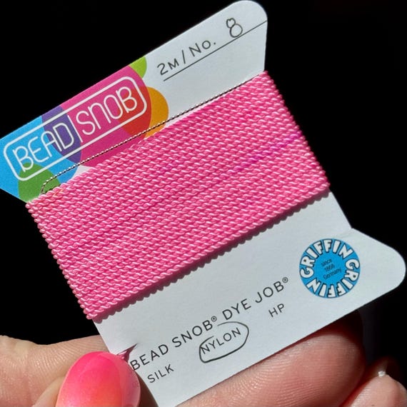 Hot Pink GRIFFIN Nylon Cord, "Bubble Gum" Bead Snob® Dye Job® on GRIFFIN NylonPower