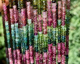 Tourmaline Rondelles, 4mm Tourmaline Beads, R-415