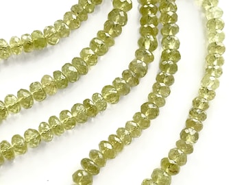 Mint Green Garnet Faceted Rondelles, 4mm - 6mm Bead, Grossular Garnet, AAA Gemstone, Natural Gem, Untreated Green Stones for Jewelry, R-GG1