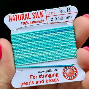 GRIFFIN Silk Cord Turquoise, "Here to Make Waves" Bead Snob™ Dye Job™, GRIFFIN Silk Thread Custom Dyed, Blue Griffin Silk, Knotting Cord