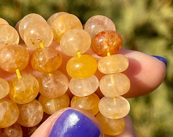 Heliodor Smooth 8mm Rondelles, Rondelle Beads, Yellow Beryl, Yellow Aquamarine Gemstone Beads, Natural Gems for Making Jewelry (R-HE1)