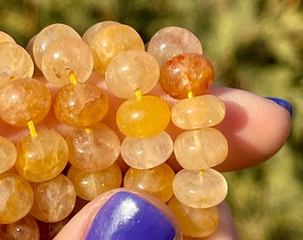 Heliodor Beads, 8mm to 9mm, 8mm Rondelle Gemstone Beads, Smooth Rondelles, Beryl Beads, Yellow Beryl, Yellow Aquamarine, 9mm Beads, R-HE1