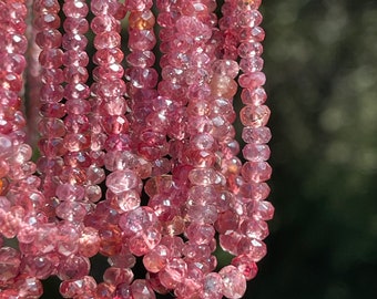 Malaya Garnet Rondelles, 3mm - 4mm Graduated Strand of Color Shift Red and Purple Garnet Gems, Faceted Natural Gems for Making Jewelry, GA10