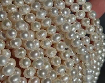 Creamy White Freshwater Pearls, 6mm Pearl Bead, Ivory Potato Pearls, Cultured Pearl Beads, White Pearl Beads, Beads for Making Jewelry, P-W1