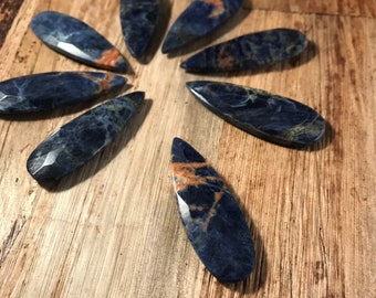 Sodalite, One Large Elongated Pendant - 45x15mm Faceted Pear Shaped Gemstones for Making Jewelry,Natural Gemstones (B-Sod1)