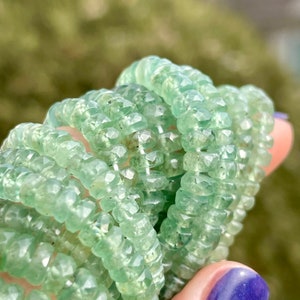 Mint Kyanite Beads, 6mm Faceted Rondelles, 4mm Jade Green Natural Gemstones, Light Green Gems for Making Beaded Jewelry, R-KYA4 image 3