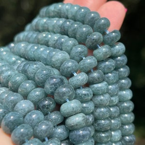 Dark Blue Tourmaline Colored 8mm Gemstone Rondelles, Grandidierite Simulant Smooth Beads with 1mm Hole for Making Knotted Jewelry, BL8 image 2