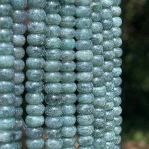 Dark Blue Tourmaline Colored 8mm Gemstone Rondelles, Grandidierite Simulant Smooth Beads with 1mm Hole for Making Knotted Jewelry, BL8 image 3