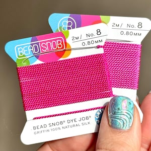 Fuchsia or Hot Pink GRIFFIN Silk, Bead Snob® Dye Job® Cord for Knotting