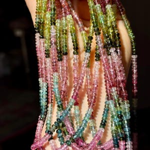 4mm Tourmaline Beads, Multi Tourmaline Bead Strand, Rainbow Tourmaline Beads, Tourmaline Rondelle, Tourmaline Rondelle Bead, 4mm Bead, R-93