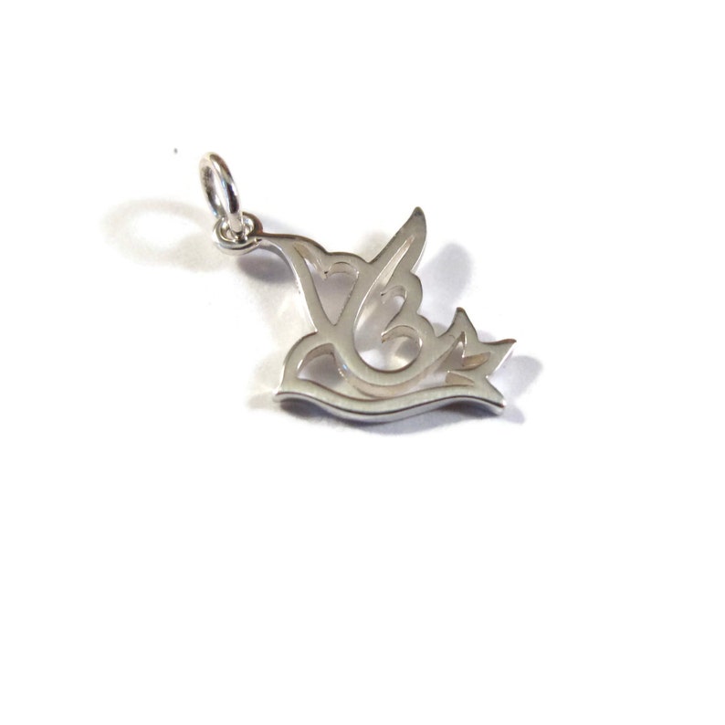 Silver Dove Charm, Sterling Silver Bird Charm for Jewelry Making, 19mm x 13mm Little Bird Pendant for Charm Necklace or Bracelet Ch 561 image 1