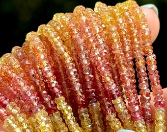 Fire Sapphire, 2.5mm to 3.5mm, 3mm Sapphire Beads, Orange Sapphire, Red Sapphire Beads, Shaded Sapphire Beads, Yellow Sapphire Beads, R-14