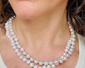 Colar de pérolas de 45 cm, colar arco-íris, joias com pedras preciosas arco-íris, joias com nós em arco-íris, colar de pérolas arco-íris, SM32