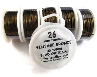 Vintage Bronze Plated Wire - 26 Gauge Wire, Wrapping Jewelry Supplies, Non Tarnish Wire, Thin Dark Wire for Making Jewelry, Craft Wire