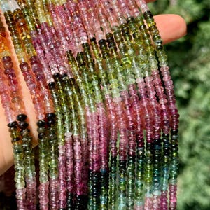 Tourmaline Beads, 3mm to 4mm, Multi Tourmaline Rondelle, R-413