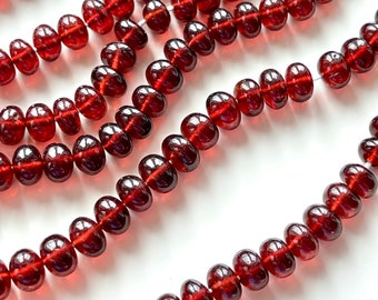 Red Garnet Smooth Rondelles, 5mm - 7mm Garnet Beads, AAA Garnet, January Birthstone, Beads for Stretch Bracelets R-GA7