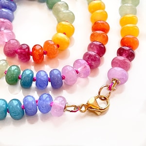 Rainbow Gemstone Necklace, Knotted Gemstone Necklace, Rainbow Gem Necklace, Candy Necklace, Beaded Necklace, Knotted Necklace, Gem Necklace