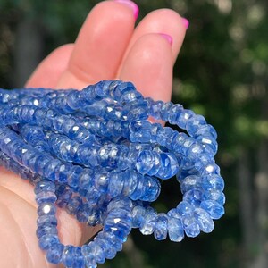 Kyanite Rondelles, 3mm - 5mm, Graduated Gemstone Rondelles, Kyanite Bead Strand, Indigo Kyanite Beads, Blue Kyanite Beads,  R-KYA1