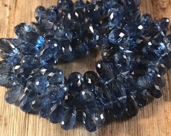 Kyanite Briolettes - Graduated, Natural Gemstones, 5 inches 4x3 -8x5mm for Making Jewelry (B-Ky1)