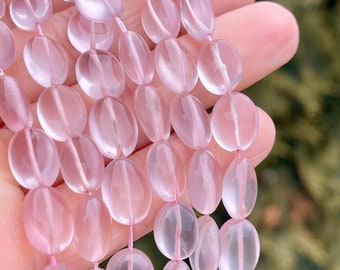 SCRATCH AND DENT Rose Quartz Beads, Oval Gemstone Beads, Quartz Beads for Making Earrings, Pink Natural Gemstones, Pink Beads, S-RQ3