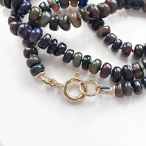 Black Opal Necklace, Gem Candy Choker, Opal Necklace on Bright Rainbow Cord, October Birthstone Necklace, Trendy Luxe Gift for Her