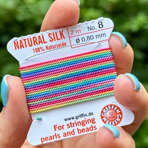 Rainbow GRIFFIN Silk Cord , "Vintage Wash ROYGBIV" Bead Snob™ Dye Job™, GRIFFIN Silk Cord Rainbow, Griffin Cord, Rainbow Griffin,