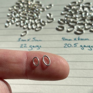 Sterling Silver and 14/20 Gold Filled Oval Jump Rings, 3x5 or 4x6 or 5x7 Oval Flush Jumps for Securely Attaching Clasps and Charms Fin