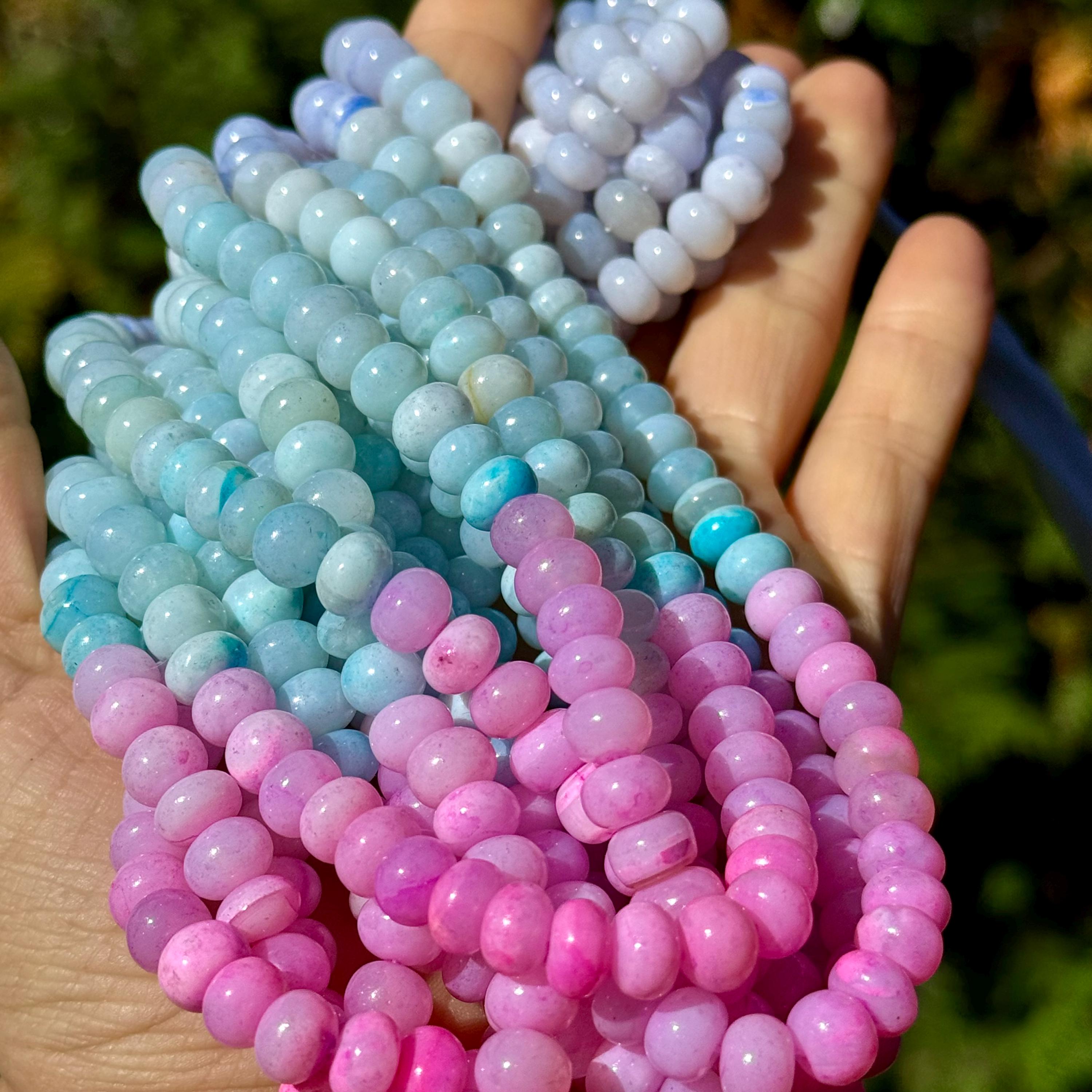 Rainbow Rondelle Beads, 7-8 mm Smooth Rondelle Beads, Pastel Rondelle Beads, 7-8mm Assorted Beads, Gemstone Rondelle Beads 8mm, O-49