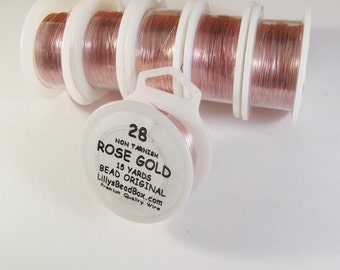 Rose Gold Wire, 28 Gauge Plated Wire, Round, Thin Wire for Wrapping Gemstones & Jewelry Making, Soft Wire, Non Tarnish Thin Wire